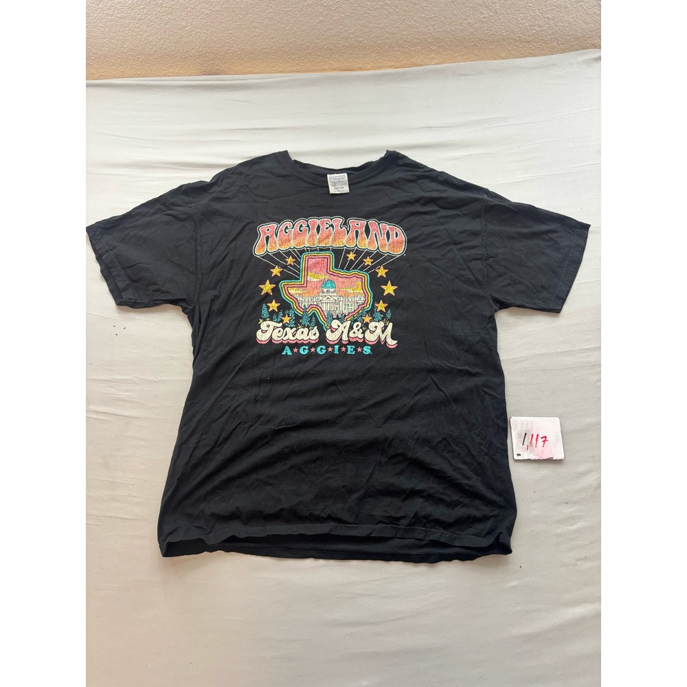 Comfort Wash Texas A&M Aggies T-Shirt XL Aggieland Retro Graphic Black Cotton